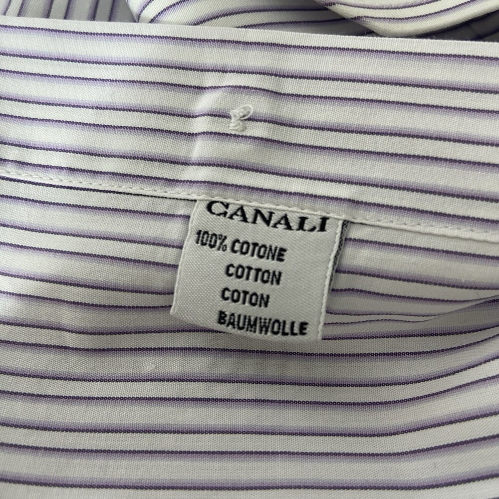 Canali Dress Shirt men's 15.75 40 Button Up Striped Cotton Casual Long Sleeve - Picture 7 of 12